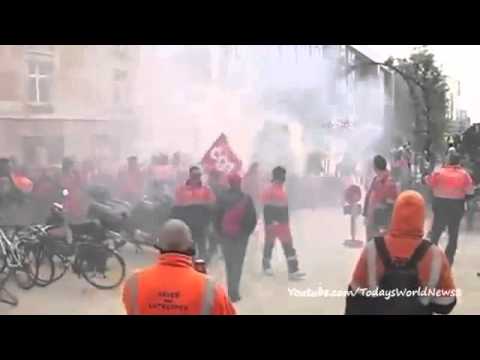 Bruxelles 4 Aprile 2014 : Scontri tra manifestanti e polizia