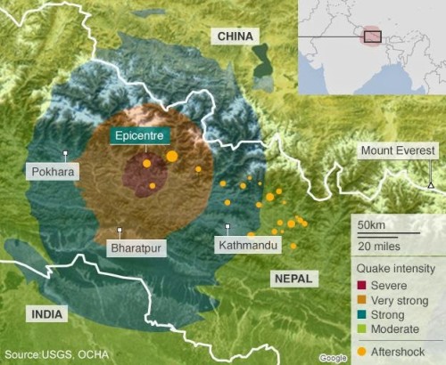 Nepal: l'area del sisma è talmente vasta che potrebbe far salire le vittime a 10.000