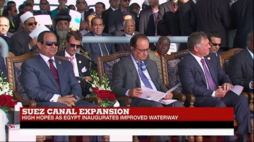 suez new canal expansion Abdel Fattah al-Al Sisi - François Hollande - Abdullah di Giordania