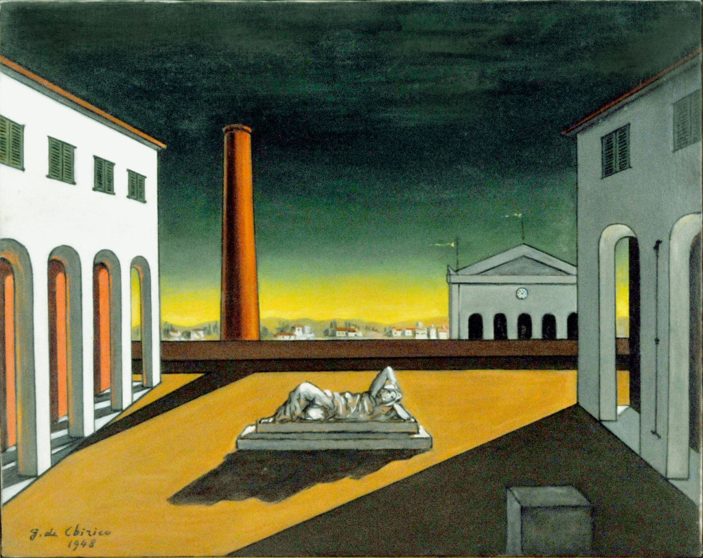 De Chirico opera esposta num.06 "Piazza d'Italia" 1948-1972 dimensioni cm.39,5X50