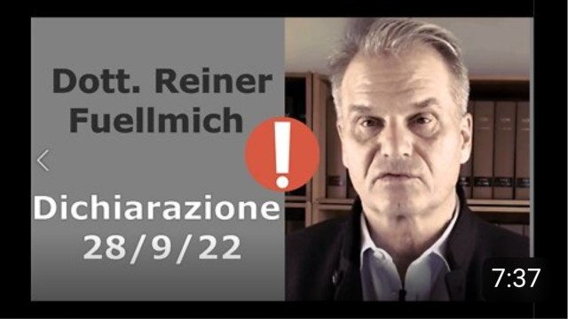 Dott. Reiner Fuellmich – dichiarazione 28/9/22