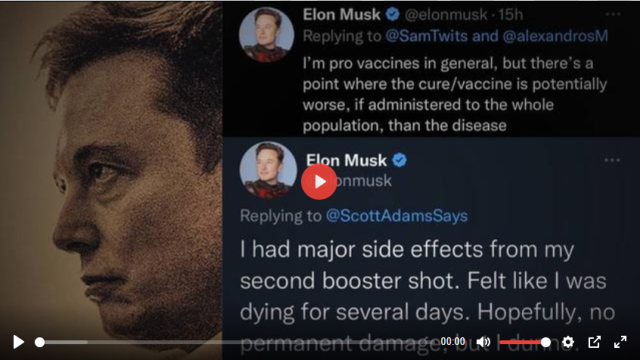 ELON MUSK RIVELA DANNI DA VACCINO A SE STESSO ED ALLA SUA FAMIGLIA